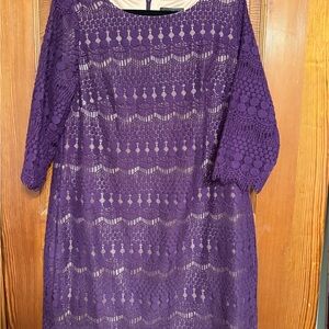 Jessica Howard Plum Lace Dress 3/4 sleeve